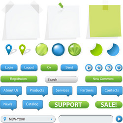 gps navigation elements and blank note papers vector image