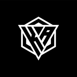 ka logo monogram with triangle and hexagon shape vector image