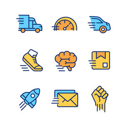 motion and speed pixel perfect rgb color icons set vector image