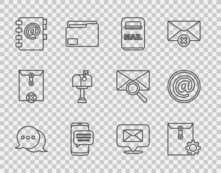 set line speech bubble chat envelope setting vector image