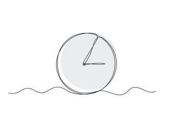 continuous one line drawing clock timer isolated vector image