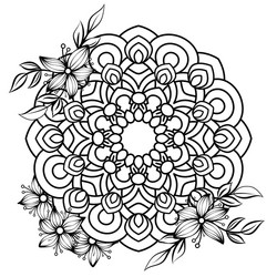 Floral Mandala Coloring Page Vector Image
