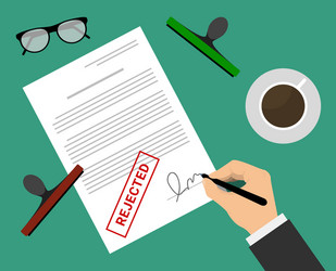 man in suit rejected document by stamp vector image