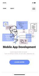 mobile app development concept with developer vector image