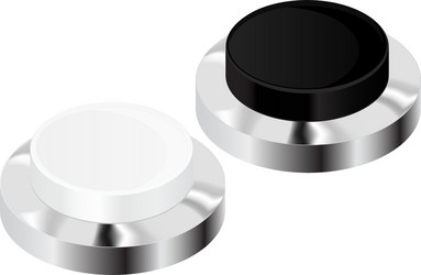 push buttons black and white with chrome frame vector image