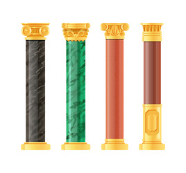 Realistic antique pillars set column Royalty Free Vector