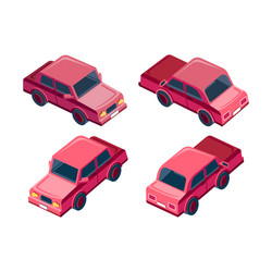 Isometric set red car vector