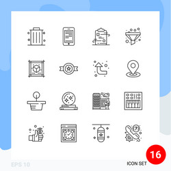 Pack 16 modern outlines signs and symbols vector