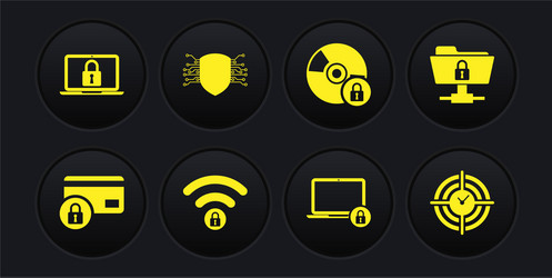 set credit card with lock ftp folder and wifi vector image