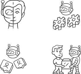 software bot linear icons set socialbot vector