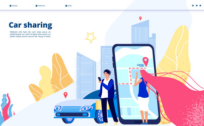 Carsharing landing carpooling travel multiple vector