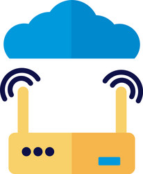 cloud computing with router flat style vector