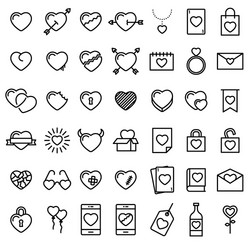 Heart Icon Set - 42 Minimal Icons vector image