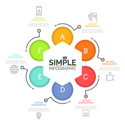 Round chart with 6 lettered elements hexagon vector