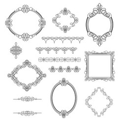 set collection of calligraphic elements frames vector