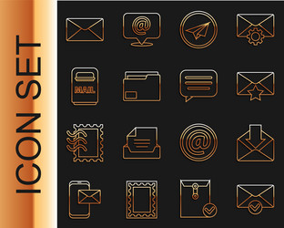set line envelope and check mark with star paper vector image