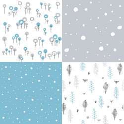 Winter Floral Patterns - Seamless Vector Image