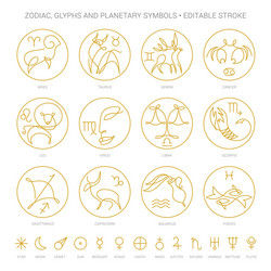 Zodiac & Celestial Symbol Set Vector Image