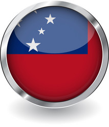 flag of samoa button with metal frame and shadow vector image