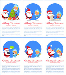 Happy new year and merry christmas colorful poster vector