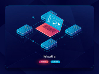 internet data isometric processing and analysis vector