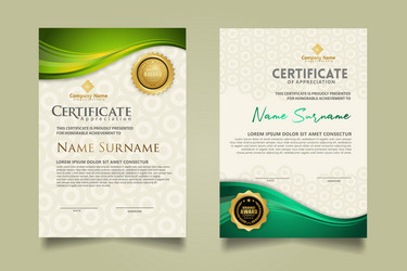 set modern certificate template with flow lines vector image