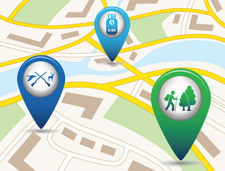 set of tourism service map pointers vector image