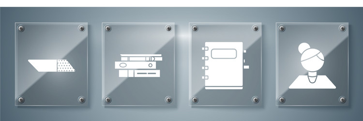 set teacher notebook office folders with papers vector image