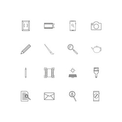 Creative process and design simple linear icons vector