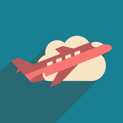 flat with shadow icon and mobile application plane vector