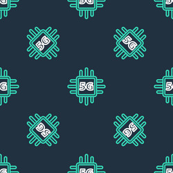 line computer processor 5g with microcircuits cpu vector image