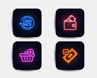 neon glow lights set add purchase cashback vector image