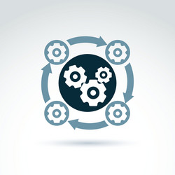 Rotating gears and cogs system theme icon vector