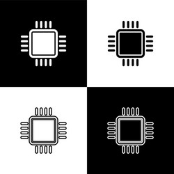 set computer processor with microcircuits cpu vector image