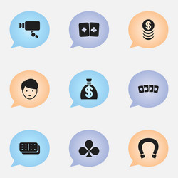 Set of 9 editable game icons includes symbols vector