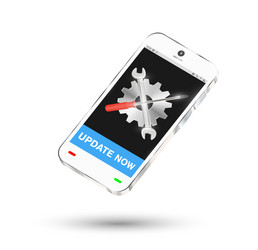 smartphone with setting logo on screen and update vector image