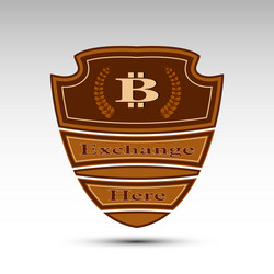 flat shield with bit coin symbol vector image
