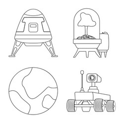 isolated object of mars and space icon set vector