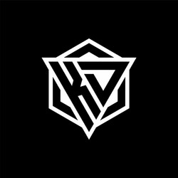 kd logo monogram with triangle and hexagon shape vector image