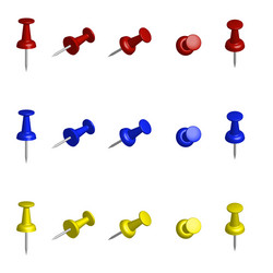 set color push pins from different views vector