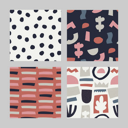 Set with abstract seamless pattern vector