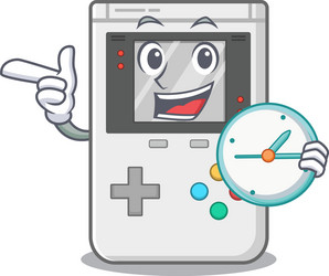 smiling handheld game scroll cartoon character vector