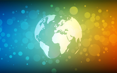 Earth globe abstract bokeh color background vector