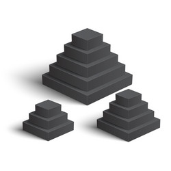 set of white square pyramids on background vector image