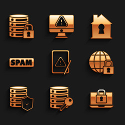 set tablet with exclamation mark server security vector image