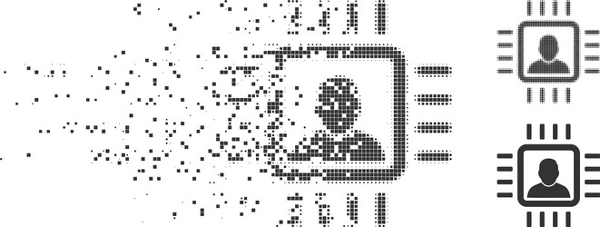 decomposed pixel halftone neuro processor icon vector image
