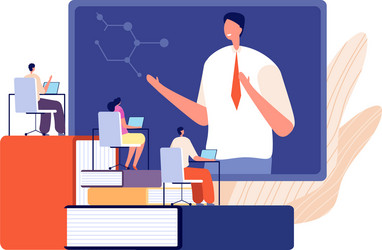 distance learning concept group learn online vector image