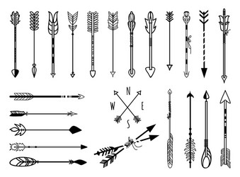 Set of hand drawn arrows ethnic arrow Royalty Free Vector
