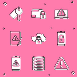 set marked key folder and lock laptop vector image