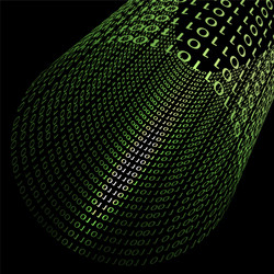 Abstract design-binary code cylindrical 3d shape vector